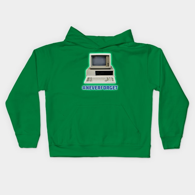 Throwback Computer #NeverForget by Basement Mastermind Kids Hoodie by BasementMaster